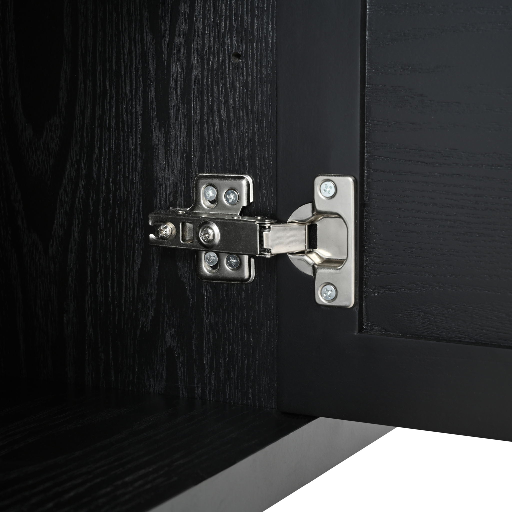 Stylish Storage Cabinet Sideboard With Unique Geometric Circle Door Design - Black