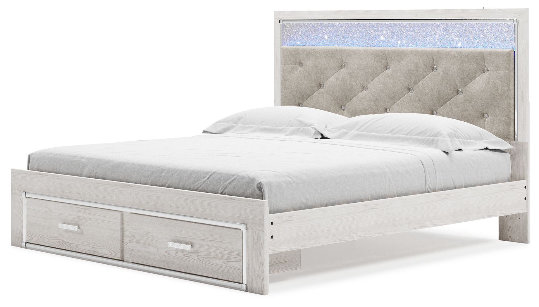 Signature Design by Ashley® Altyra - White - King Upholstered Storage Bed | Meri Furniture