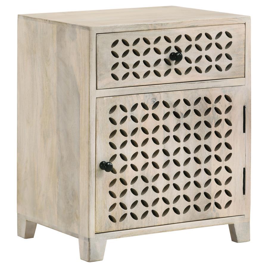 Coaster Fine Furniture August - 1-Drawer Trellis Pattern Storage Cabinet - White Washed | Meri Furniture