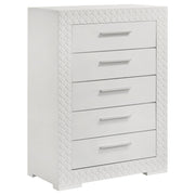 Coaster Fine Furniture Ives - 5-Drawer Bedroom Chest Of Drawers - White High Gloss | Meri Furniture