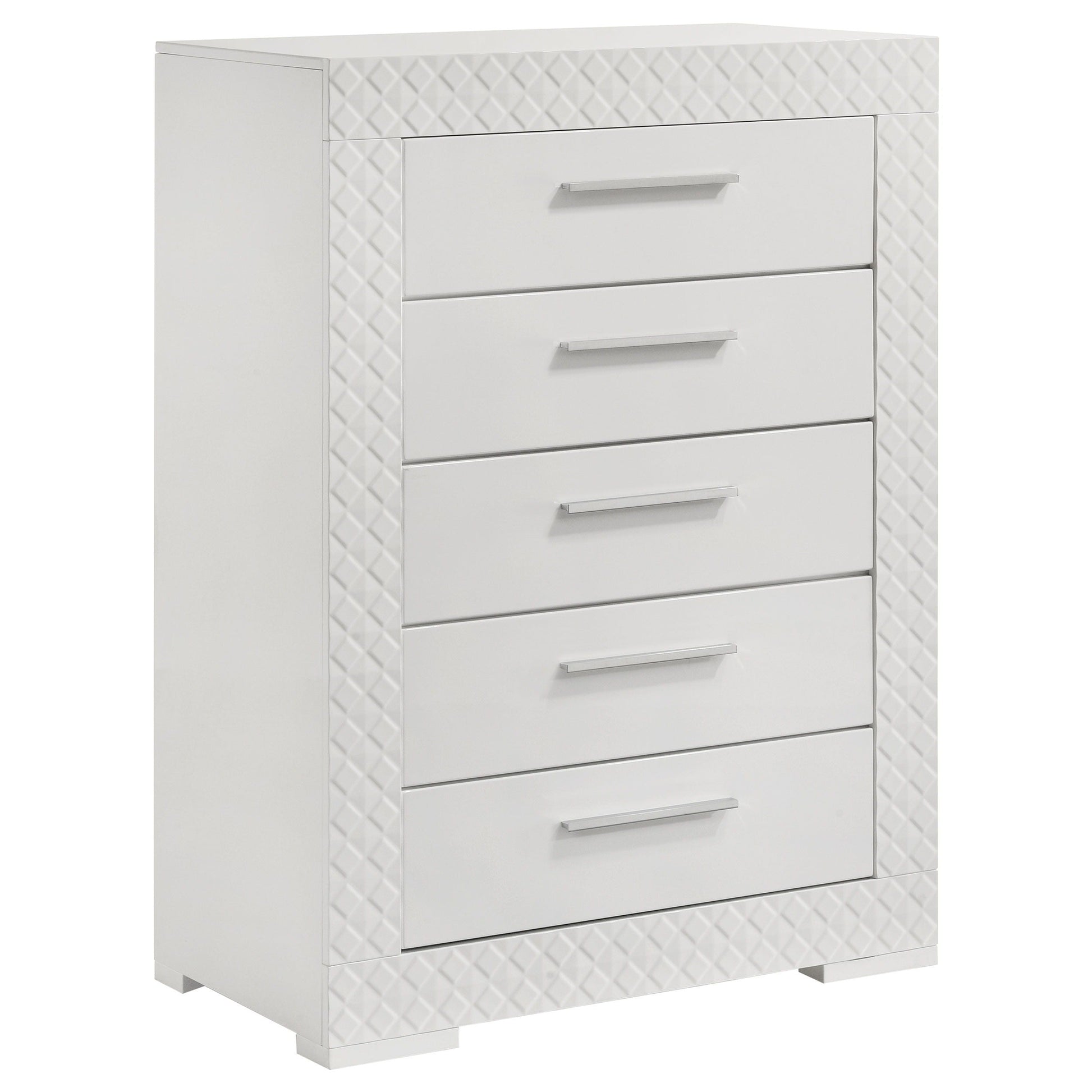 Coaster Fine Furniture Ives - 5-Drawer Bedroom Chest Of Drawers - White High Gloss | Meri Furniture