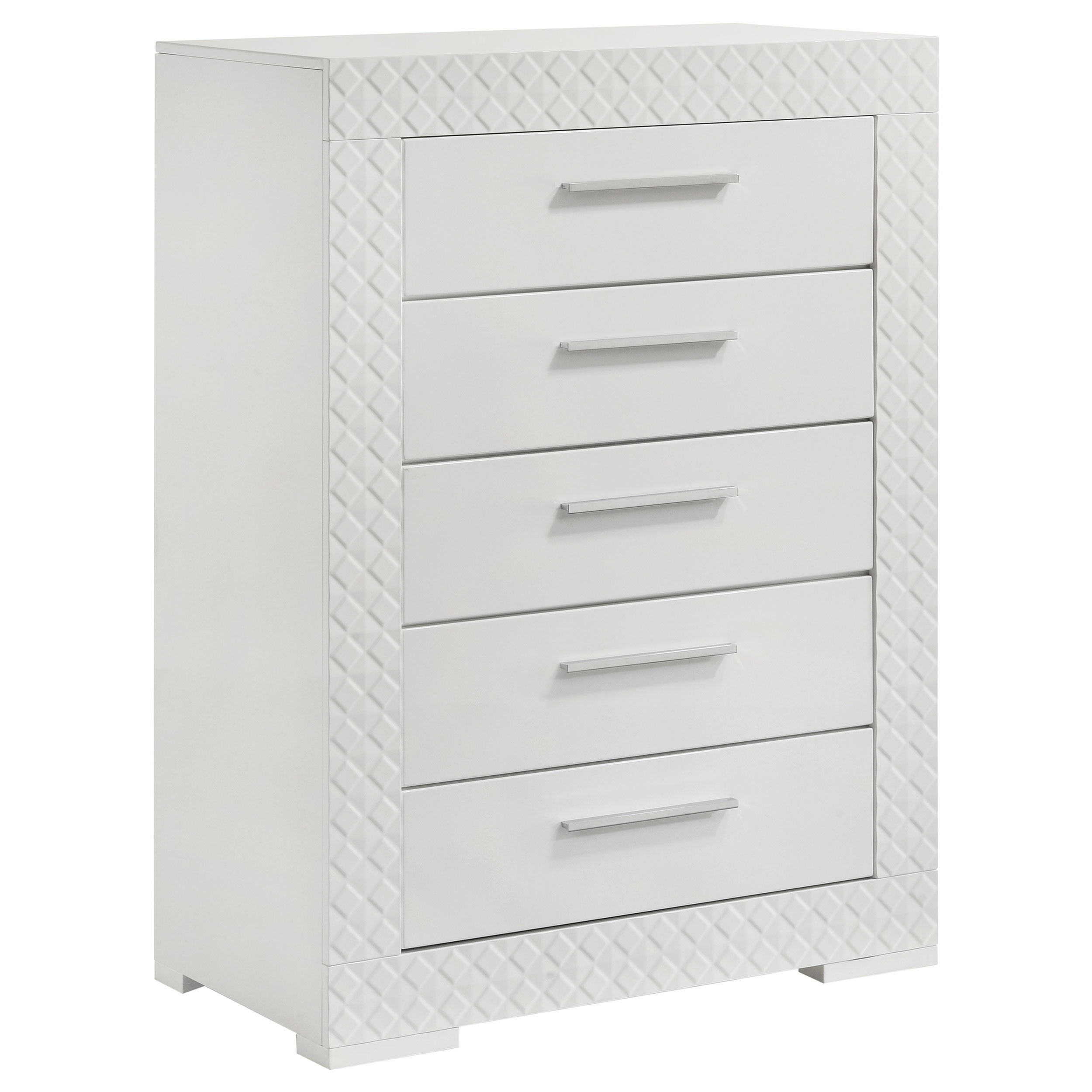 Coaster Fine Furniture Ives - 5-Drawer Bedroom Chest Of Drawers - White High Gloss | Meri Furniture