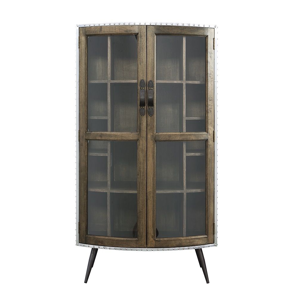 ACME Brancaster - Cabinet - Oak & Aluminum | Meri Furniture