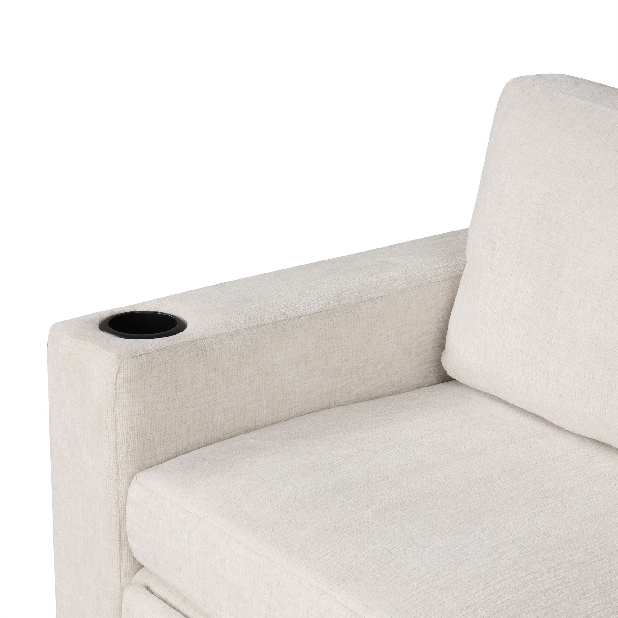 Modern U-Shaped Sectional Sofa Convertible Pull-Out Sofa Bed With USB Ports And Cup Holders