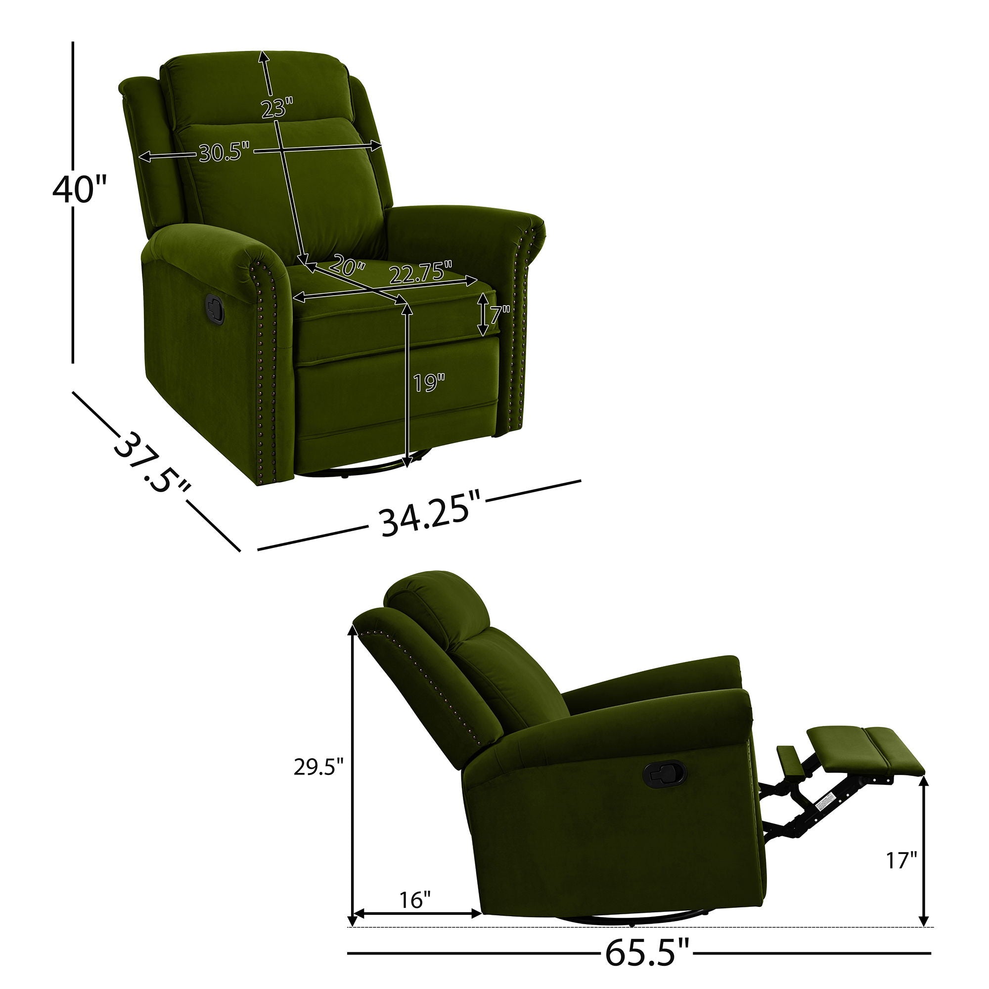 360 Degrees Swivel Recliner Manual Rocking Recliner Home With Adjustable Backrest