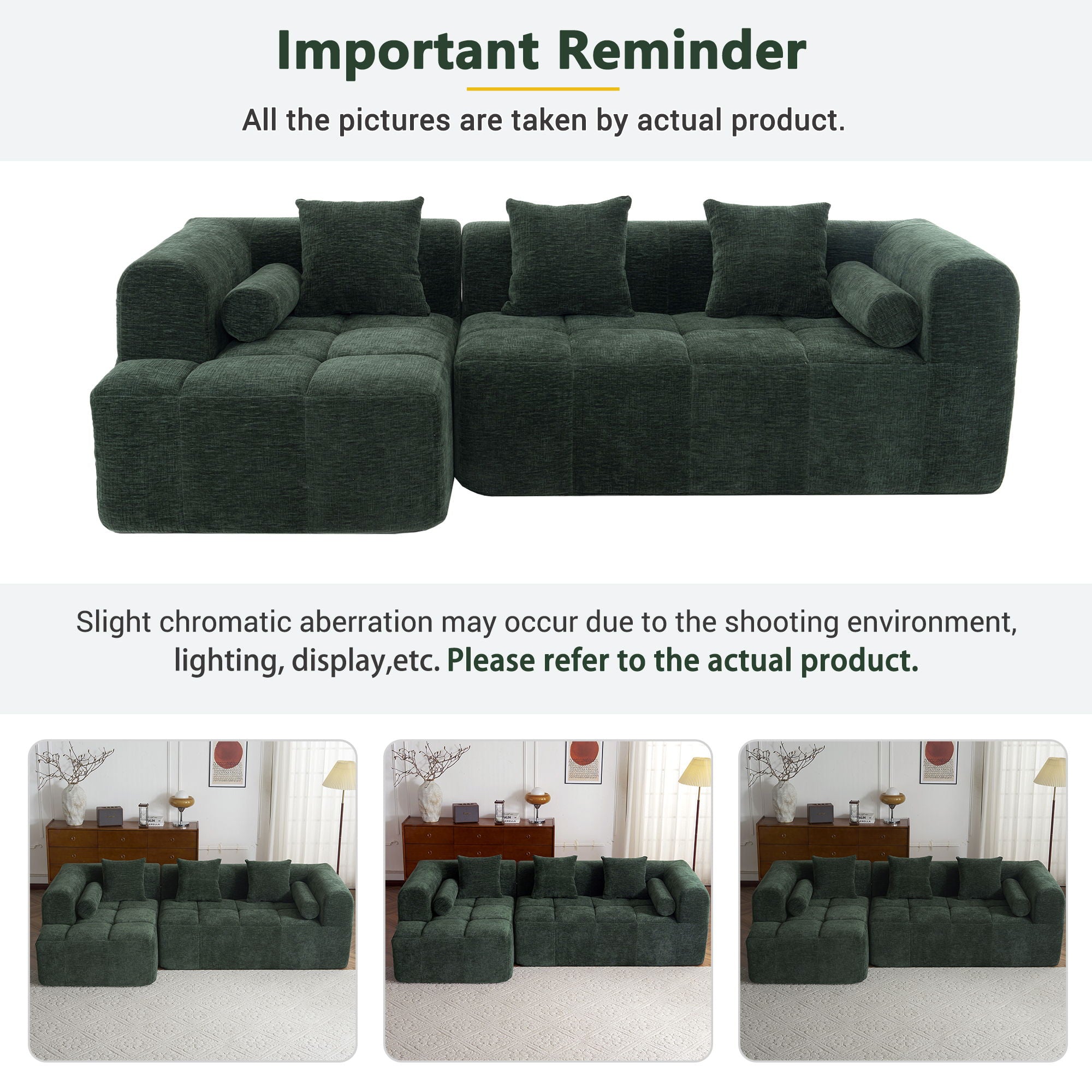 Sectional Free Combined Sofa With 2 Side Pockets