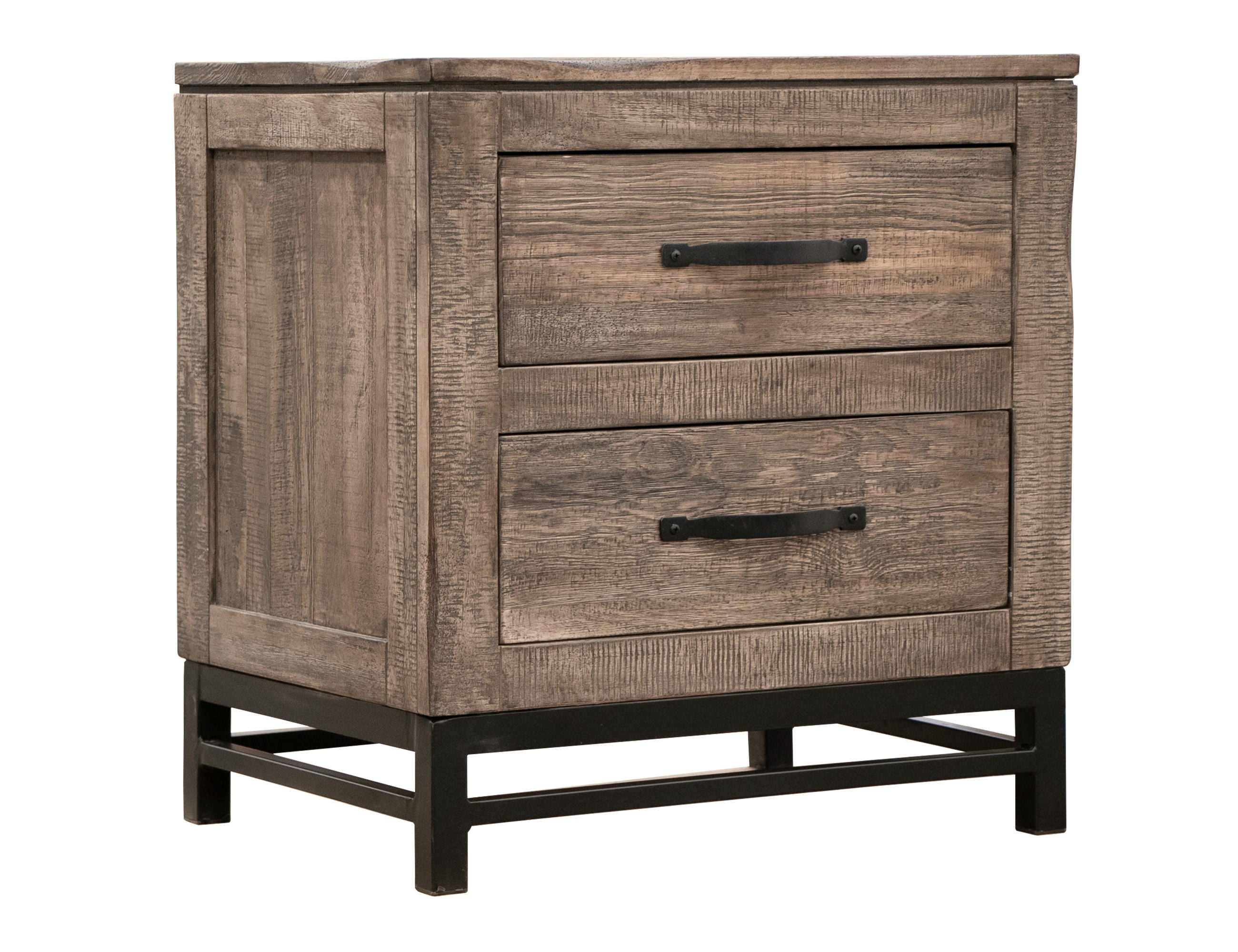 International Furniture Direct Blacksmith - Nightstand - Truffle Brown / Oil Black | Meri Furniture