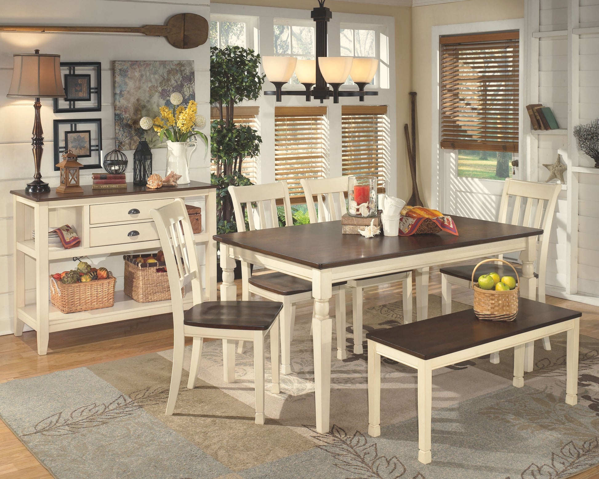 Ashley Furniture Whitesburg - Brown / Cottage White - Dining Room Server | Meri Furniture