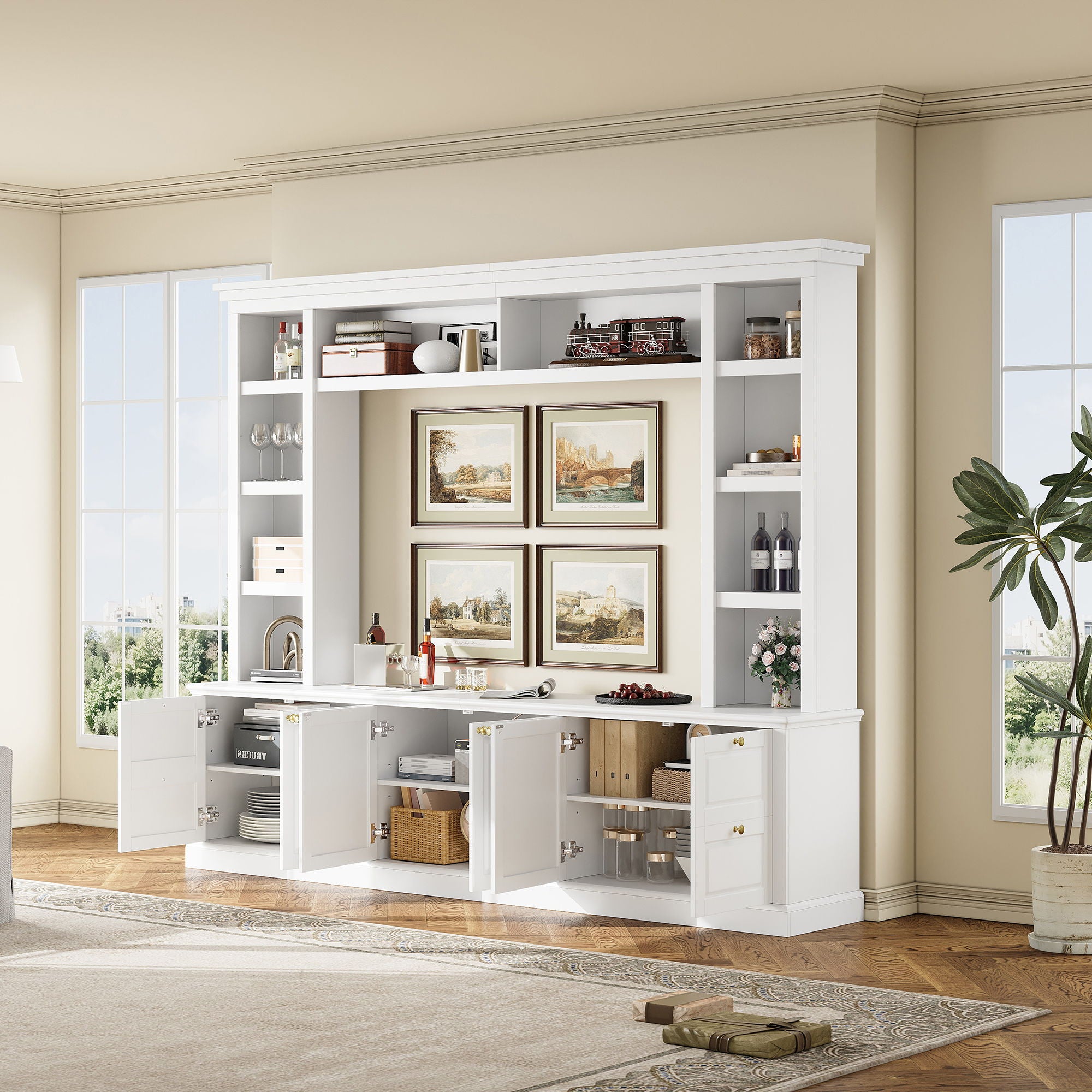 All-In-One TV Stand With Bookcase For TVs Up To 70"