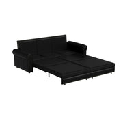 3 In 1 Convertible Sleeper Sofa With Nailhead Trim & Rolled Arm