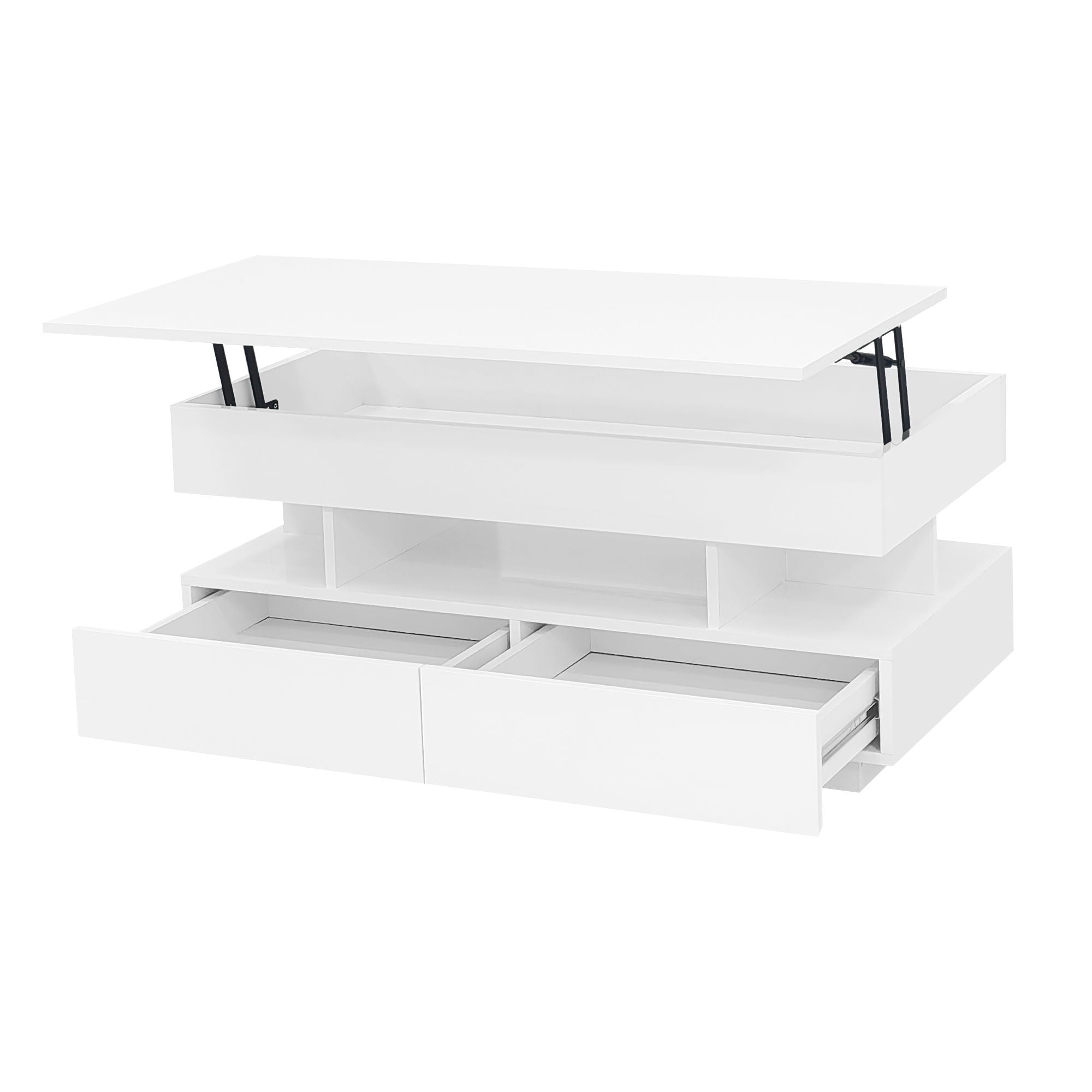 Multi Functional Lift Top Coffee Table With 2 Drawers