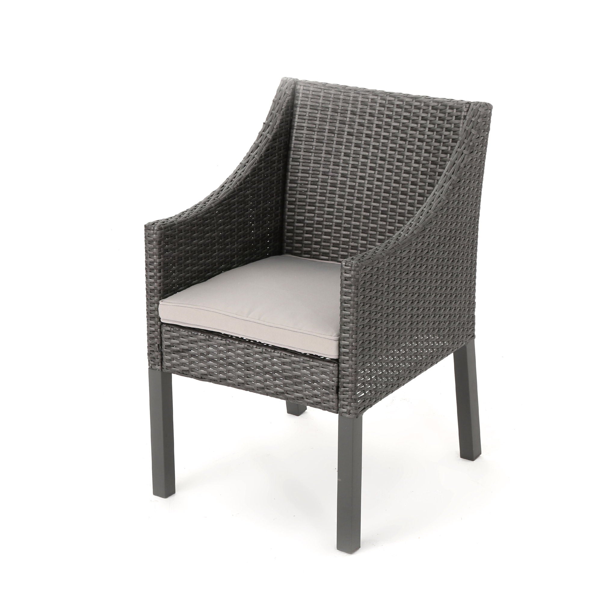 Outdoor Rattan Dining Chair With Straight Legs And Sloped Arms (Sey of 2)