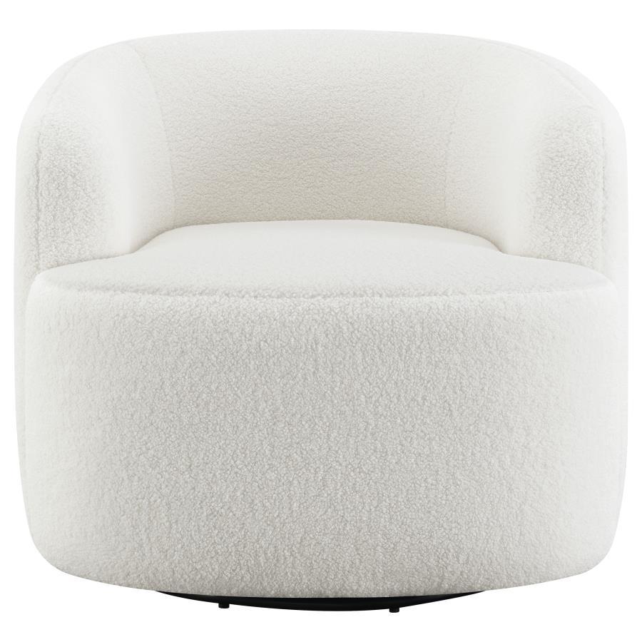 Coaster Fine Furniture Hudson - Faux Sheepskin Upholstered Swivel Chair - Natural | Meri Furniture
