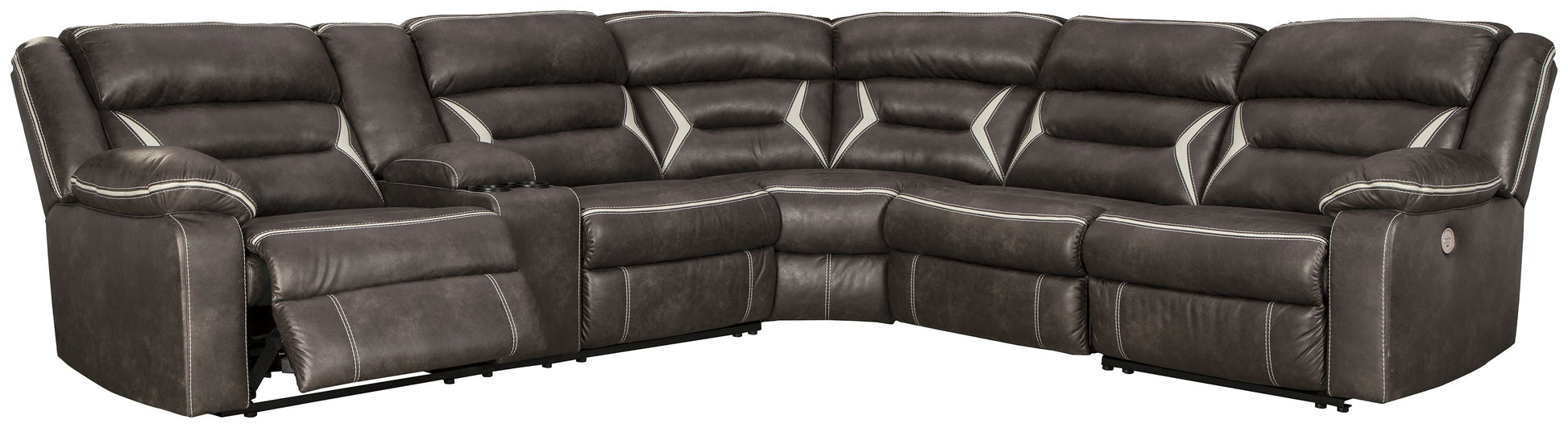 Signature Design by Ashley® Kincord - Midnight - 5 Pc. - Left Arm Facing Power Sofa With Console 4 Pc Sectional, Rocker Recliner | Meri Furniture