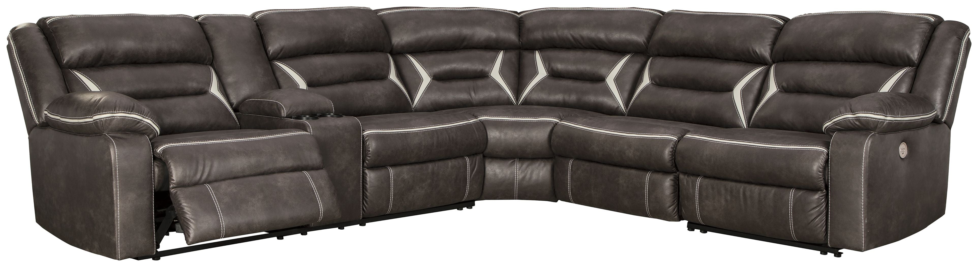 Signature Design by Ashley® Kincord - Midnight - 5 Pc. - Left Arm Facing Power Sofa With Console 4 Pc Sectional, Rocker Recliner | Meri Furniture