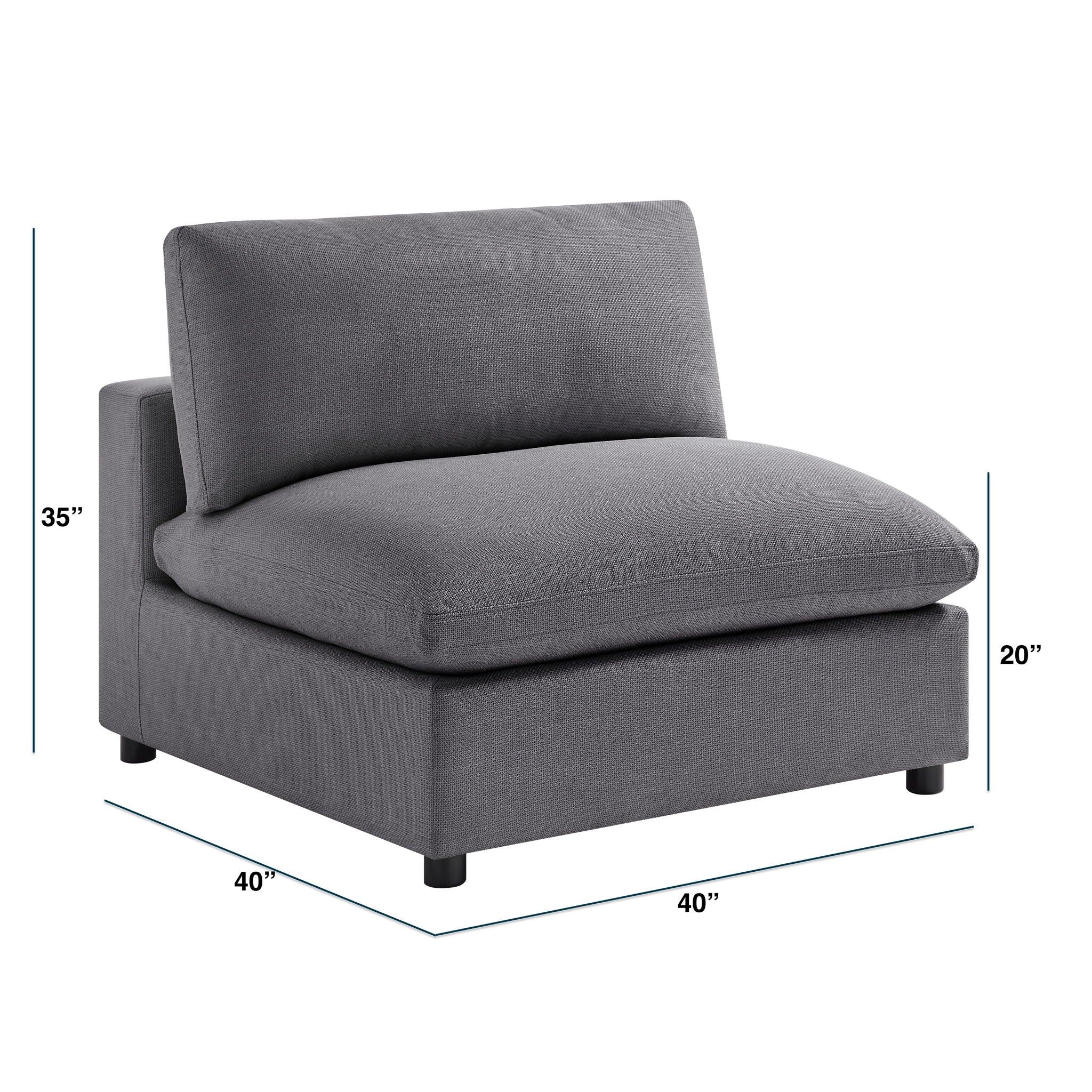 Cassandra - Armless Slipper Chair - Charcoal Gray