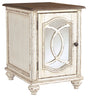 Ashley Furniture Realyn - White / Brown - Chair Side End Table - Insert Mirror | Meri Furniture