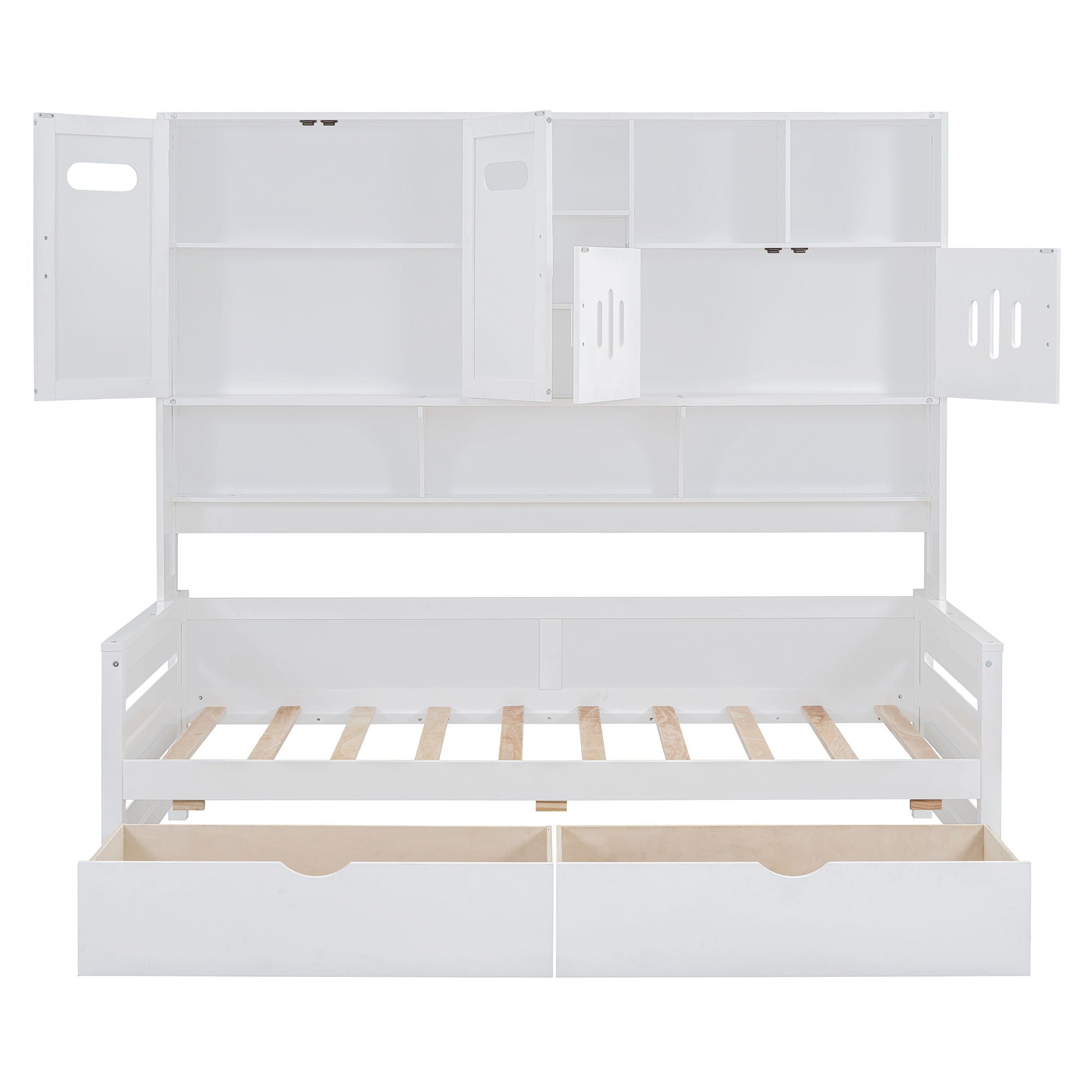 Daybed With All-In-One Cabinet And Shelf