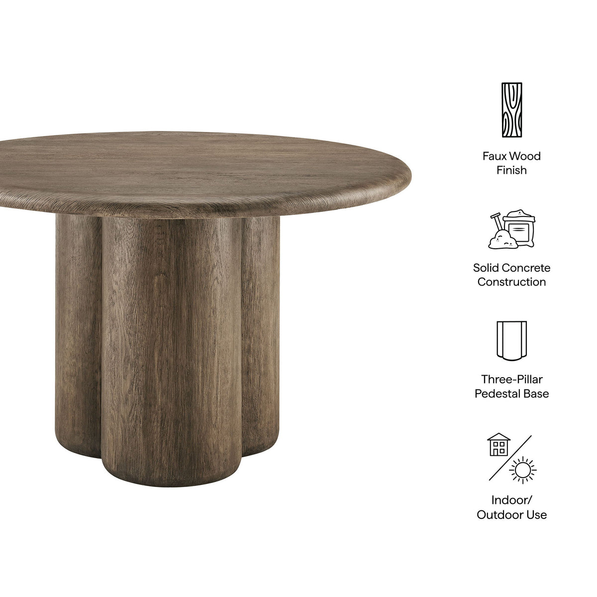 Tori 48 Inch Round Indoor and Outdoor Patio Dining Table by Modway