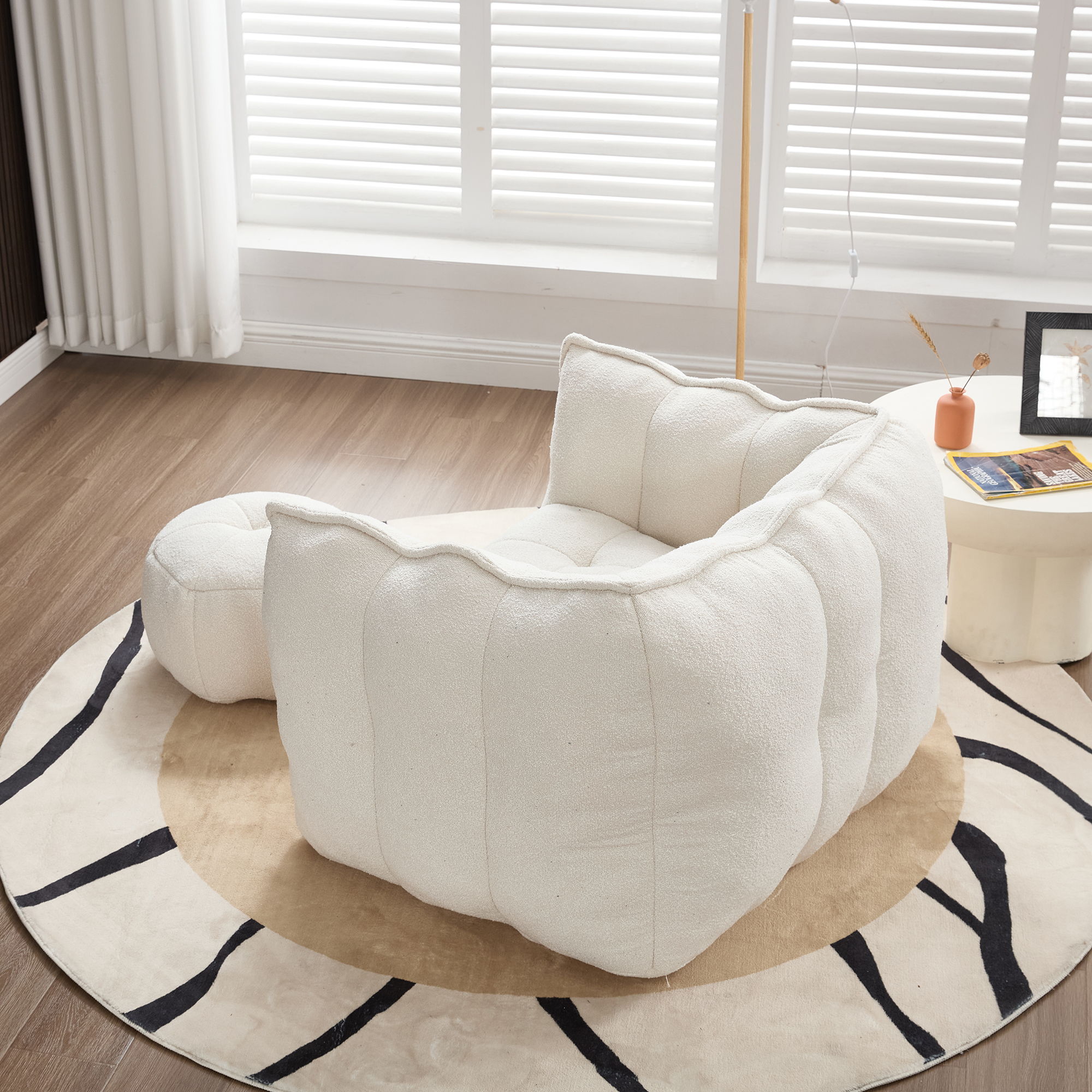 Soft Chenille Bean Bag Chair With High Resilient Foam
