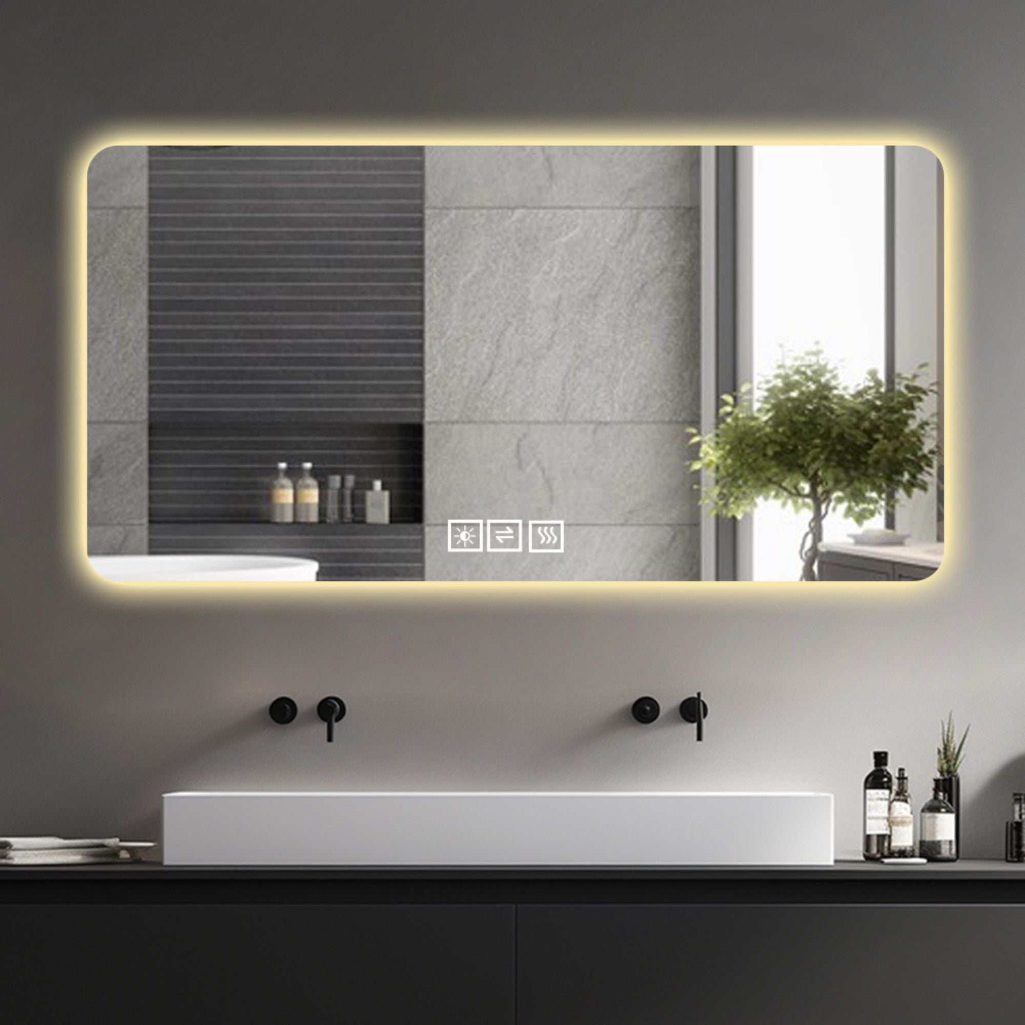LED Bathroom Mirror With 3 Color Dimmable Backlight