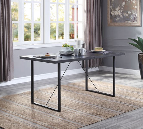 ACME Nakula - Dining Table - Gray Oak & Black Finish | Meri Furniture