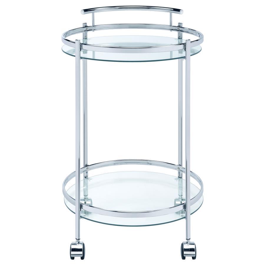 Coaster Fine Furniture Chrissy - Round Glass Shelf Metal Bar Cart | Meri Furniture