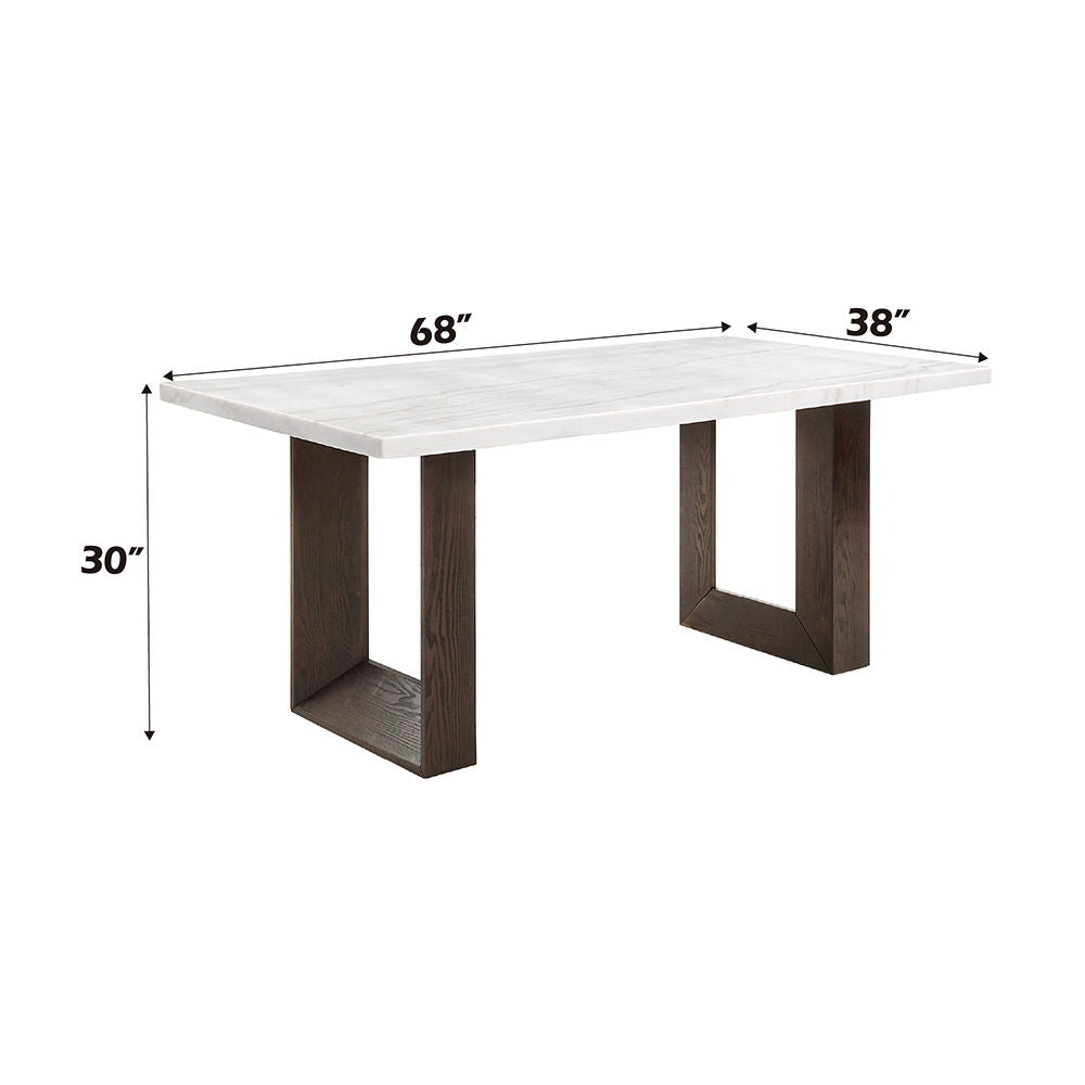 Edwyn - Dining Table With Marble Top - White Natural Marble Top & Brown