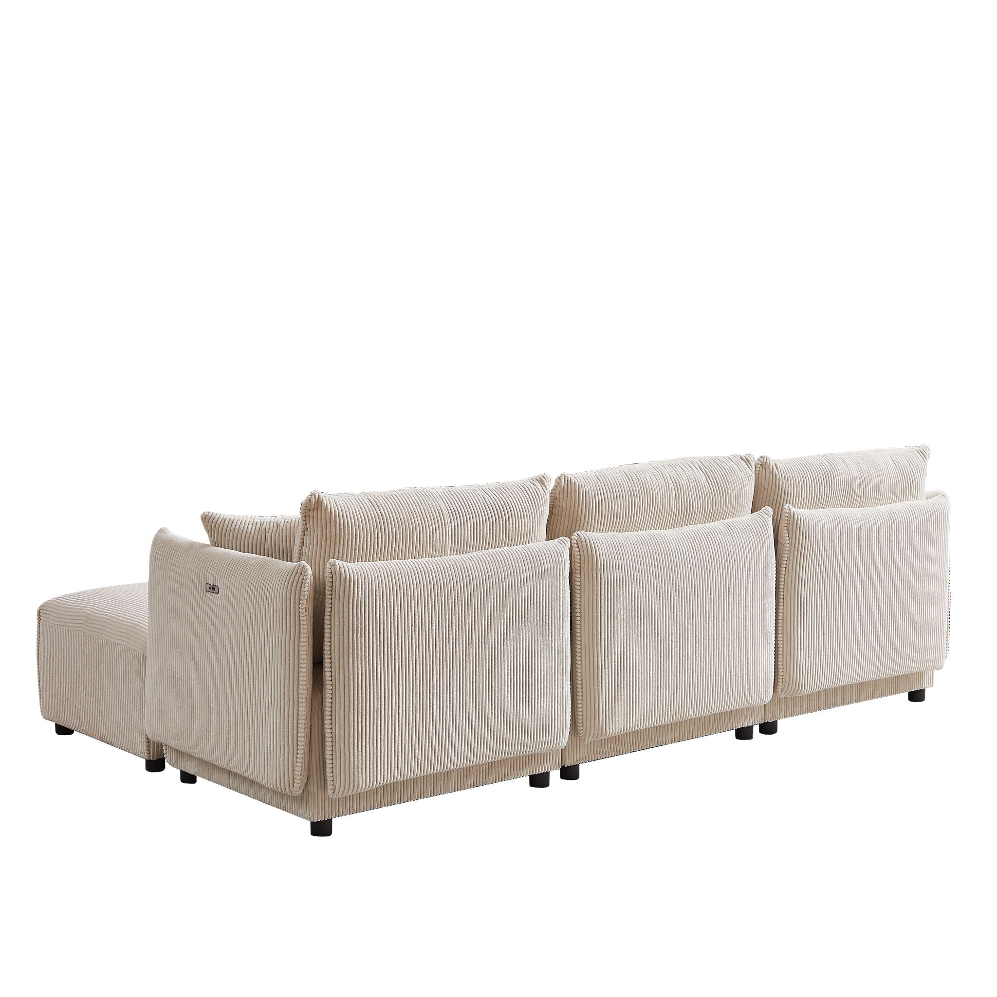 Modern Minimalist Corduroy Combination Sofa With 2 Comfort Cushions With USB & C Charging Ports