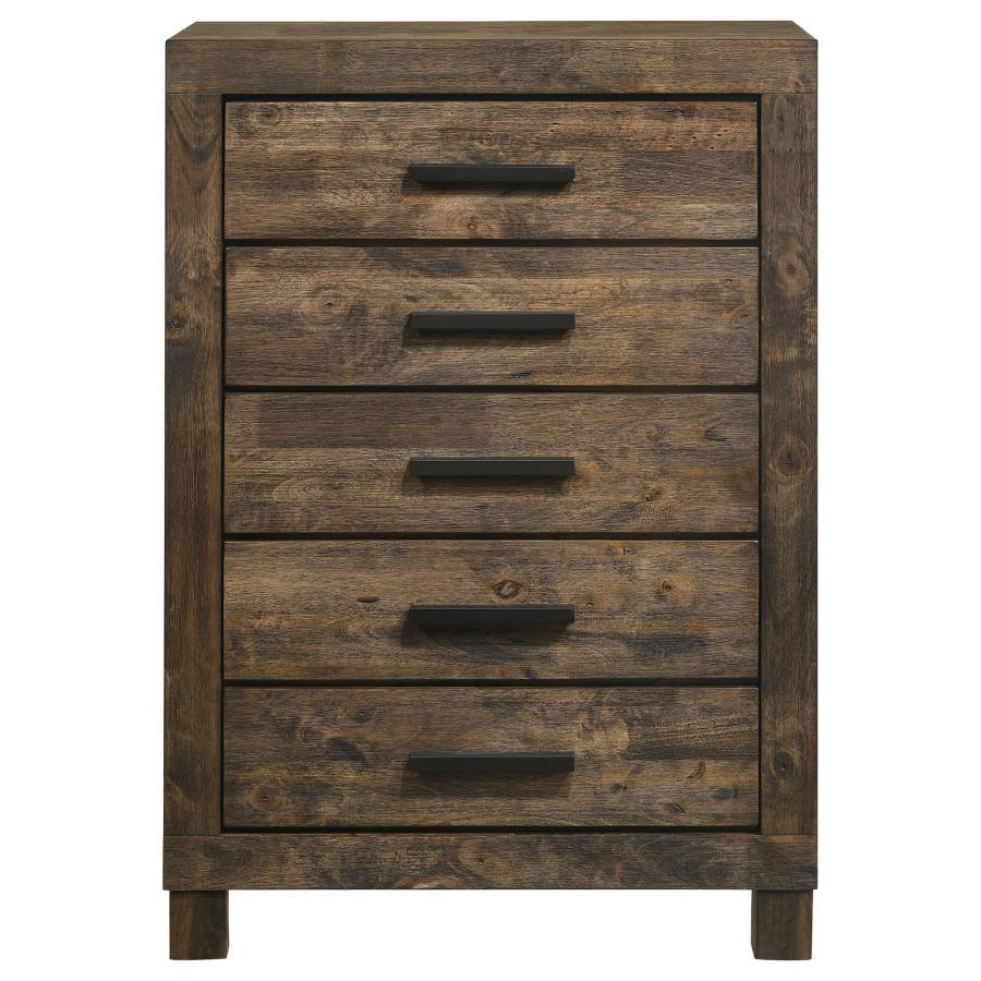 Coaster Fine Furniture Woodmont - 5-Drawer Bedroom Chest - Rustic Golden Brown | Meri Furniture