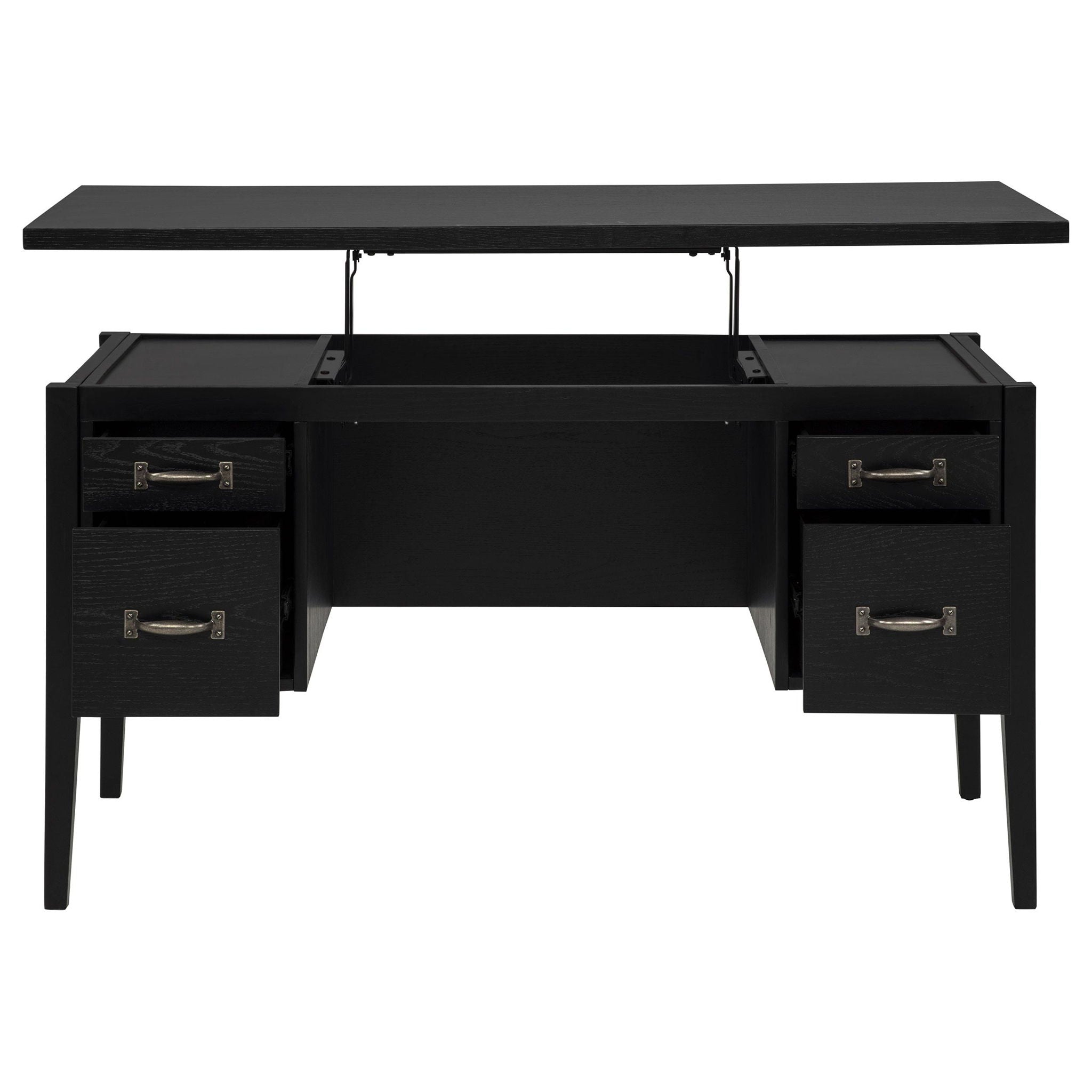 Graham 54-inch 4-drawer Double Pedestal Lift Top Computer Desk Black