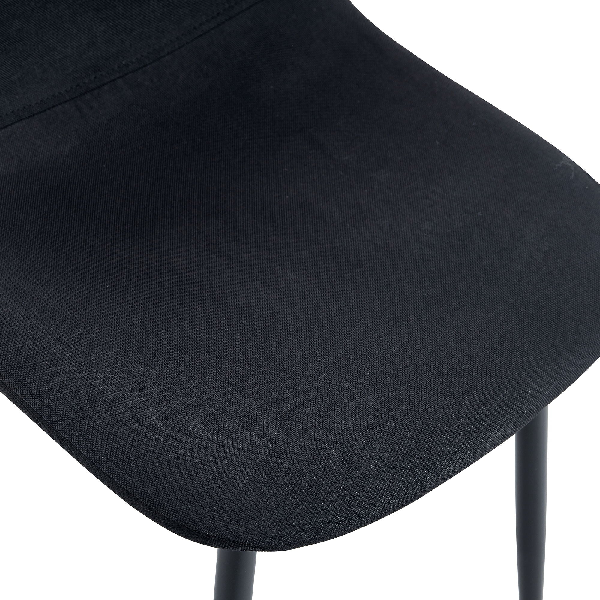 Modern Medieval Style Cushioned Side Chairs Set With Black Metal Legs For Kitchens