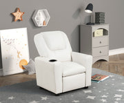 Marisa 23"W White PU Leather Kids Recliner Chair with Cupholder