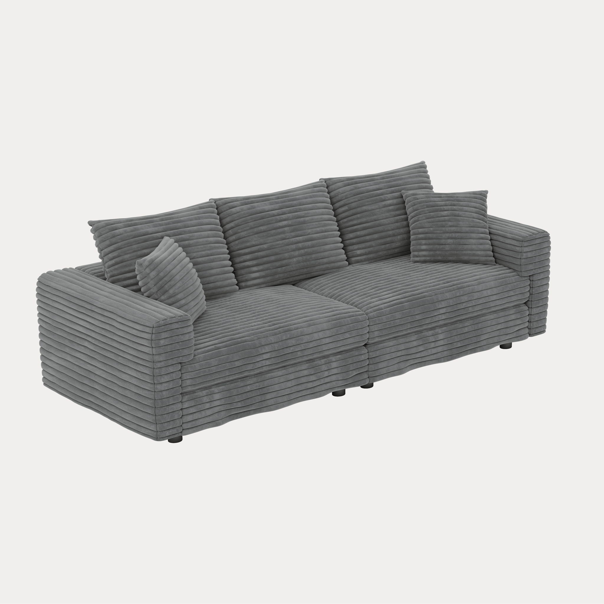 Plush Corduroy 4 Seat Sofa, Modern Comfy Upholstered Sofa Cloud Couch, Deep Seat Couches With Soft Pillows