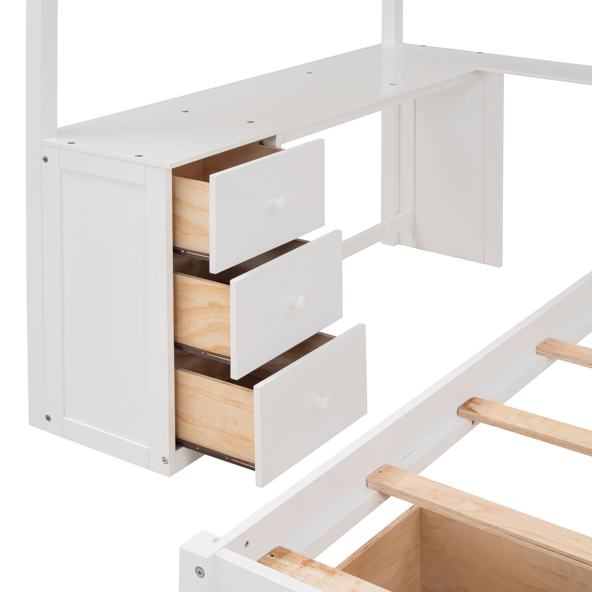 Bunk Bed With Desk, Drawers And Shelves