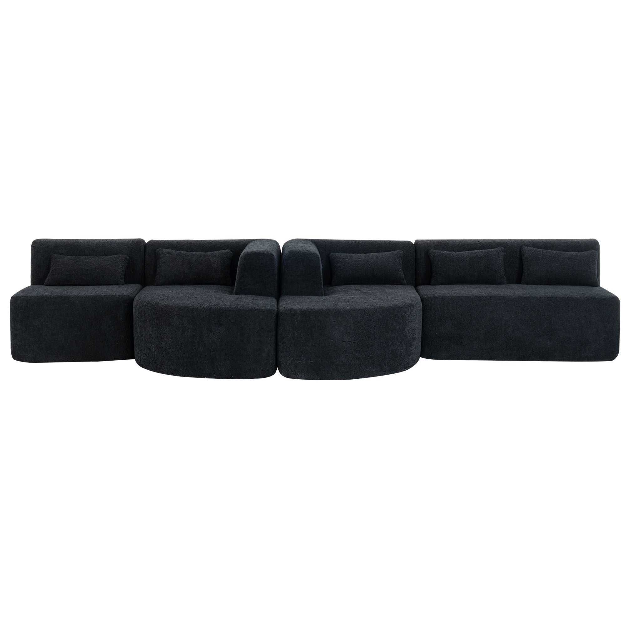 Upholstered Sofa Free Combined Sofa Couch With 2 Chaise Lounge And Five Back Pillows For Living Room