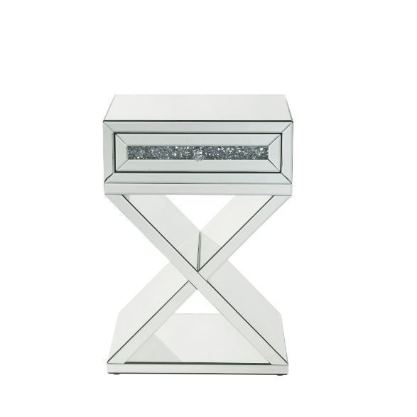 ACME Noralie - Accent Table X-Shaped Base - Pearl Silver - Wood | Meri Furniture