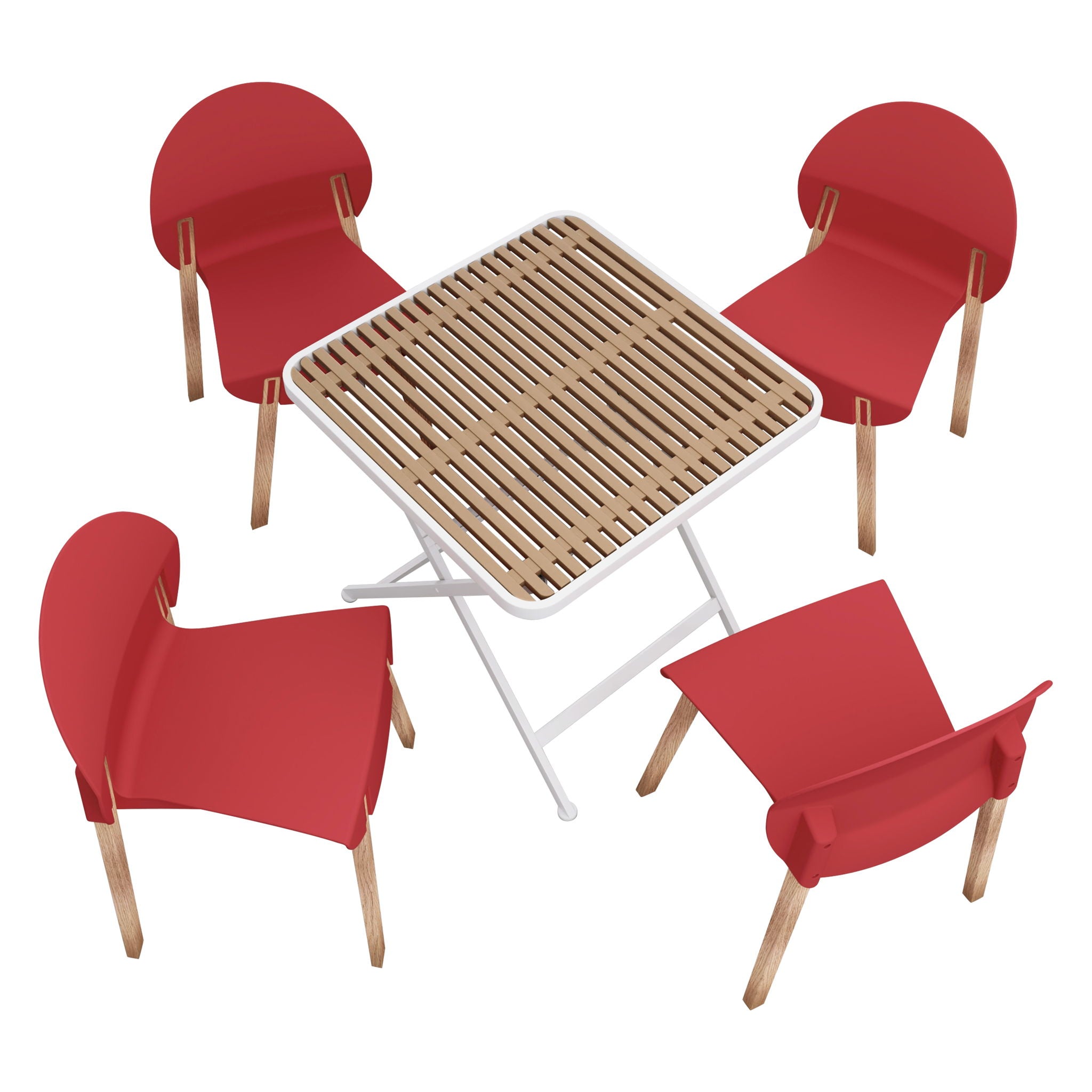 4 Piece Set Of Single Chairs With A Folding Square Table