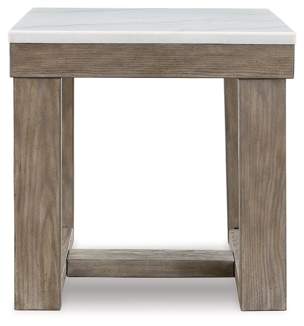 Loyaska - Square End Table - Brown / Ivory