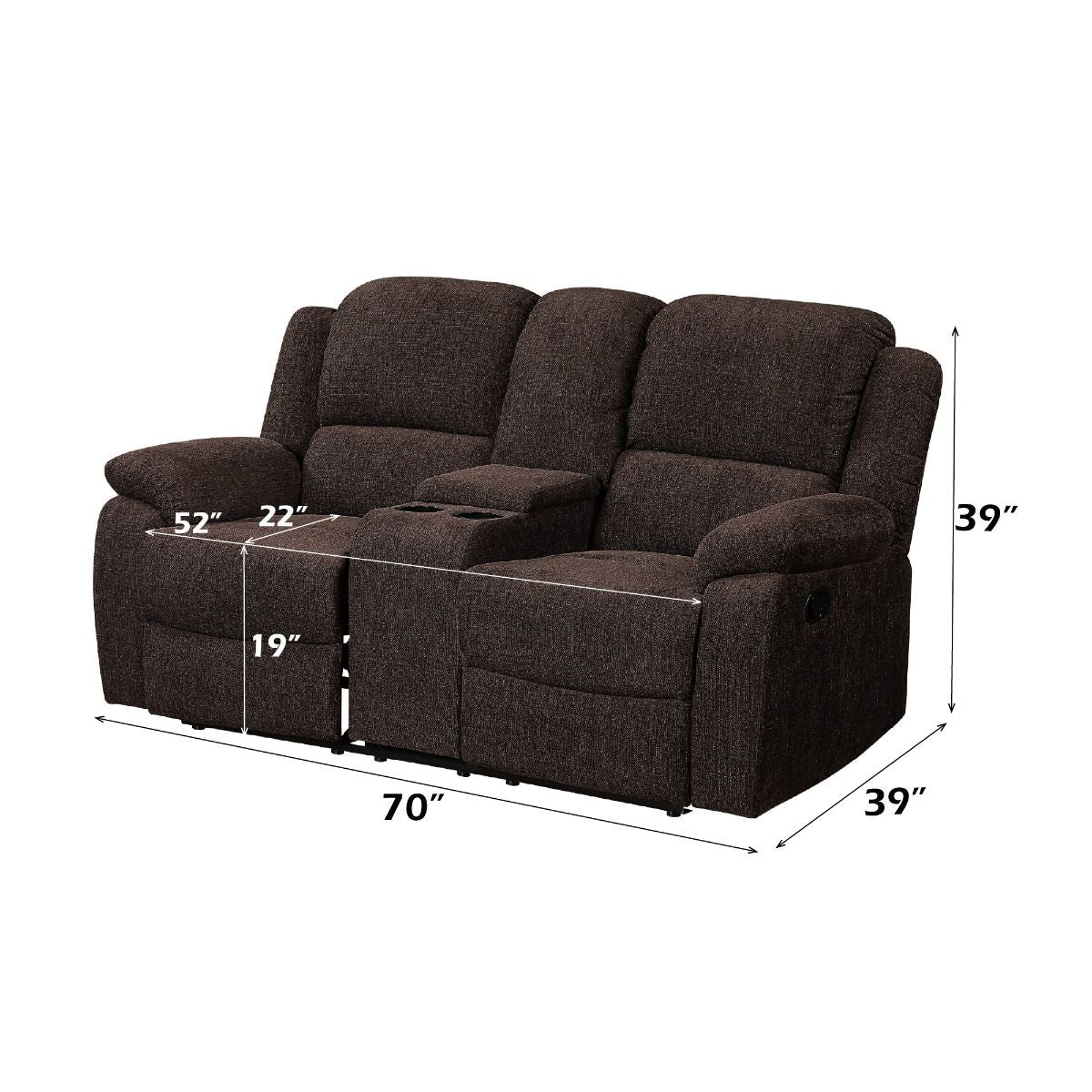 Madden - Motion Loveseat With Console - Brown Chenille