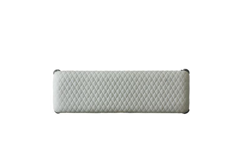 ACME House - Delphine - Bench - Two Tone Ivory Fabric & Charcoal Finish | Meri Furniture