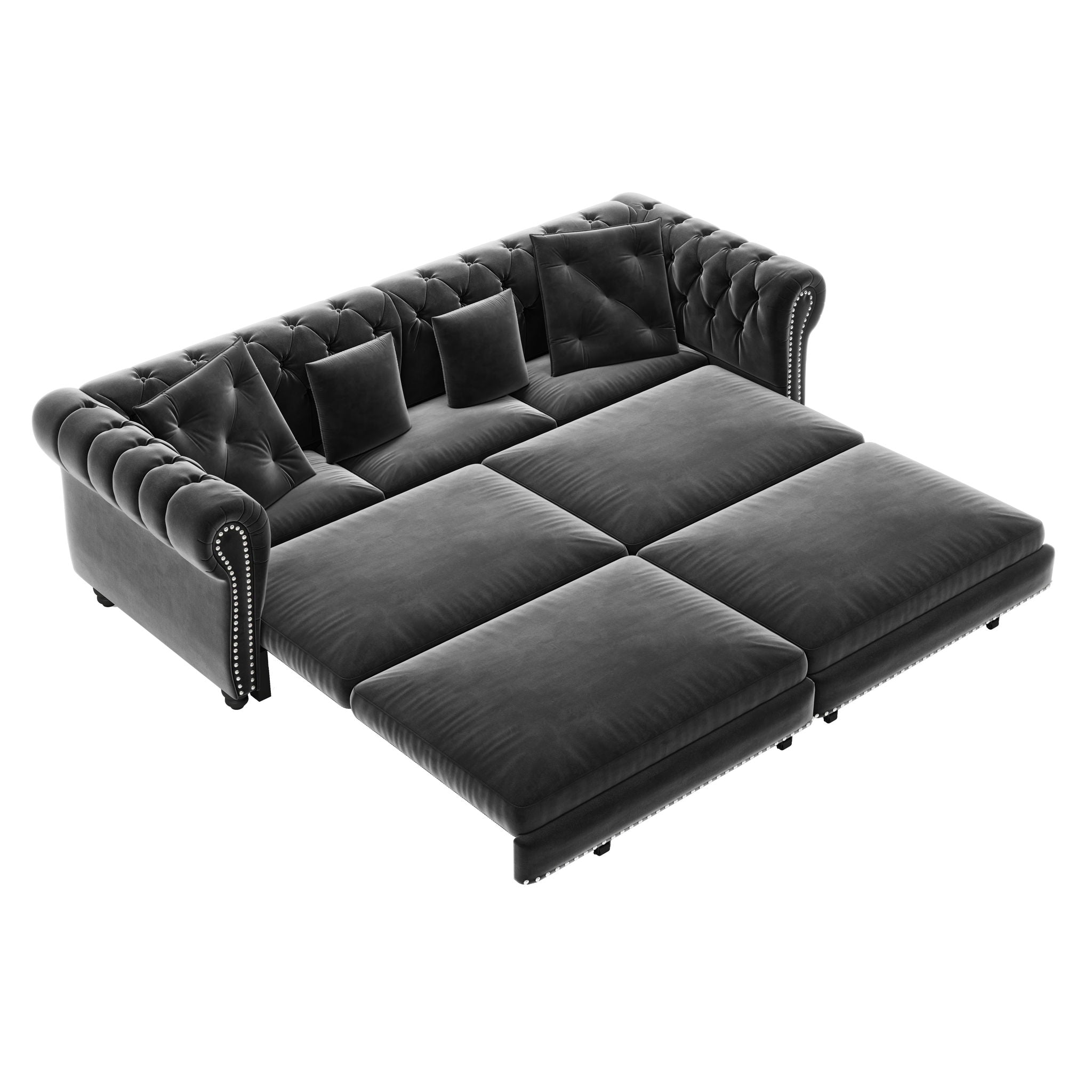 3 In 1 Convertible Sleeper Sofa Bed With Movable Ottoman