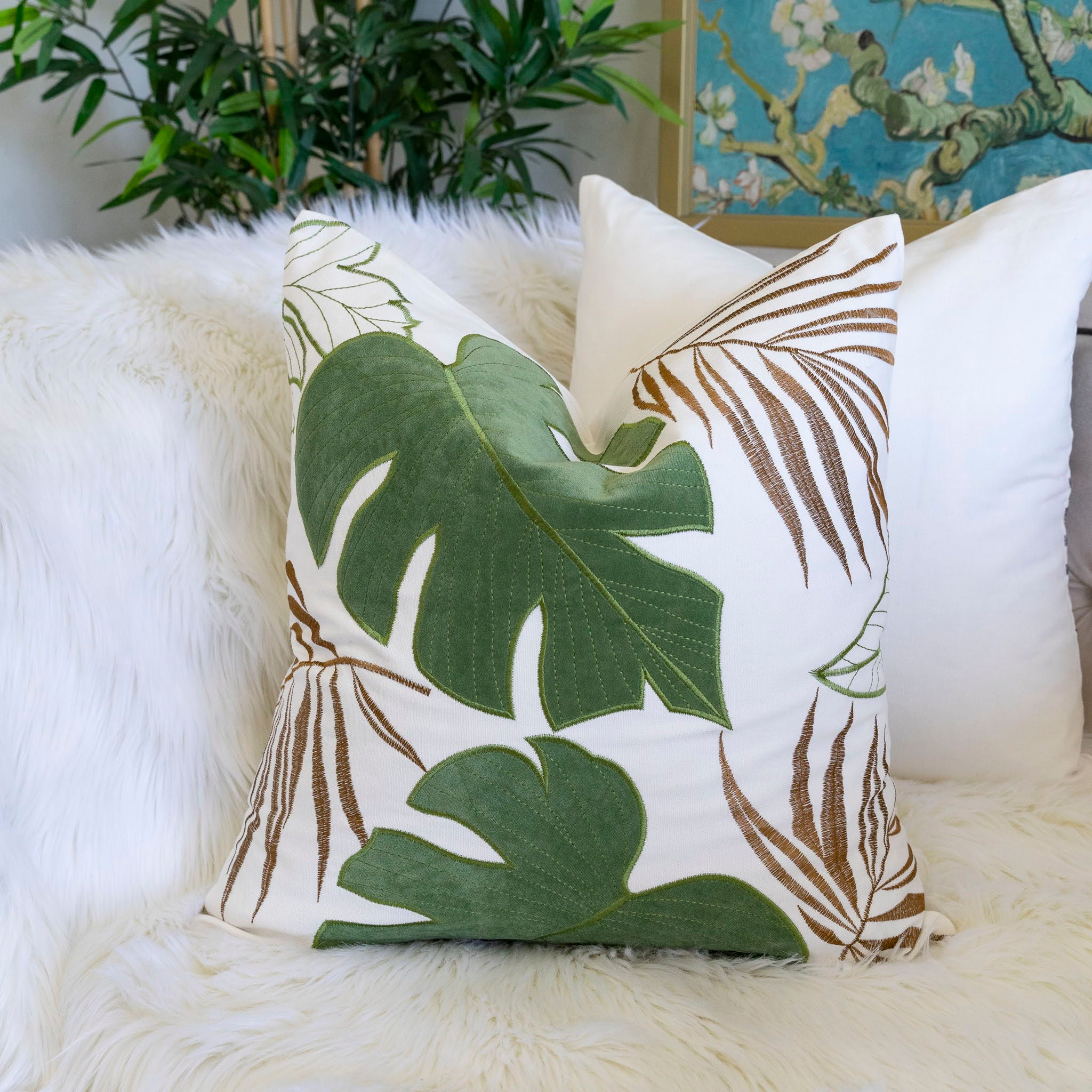 Autumn Vibes Leaf Accent Pillow