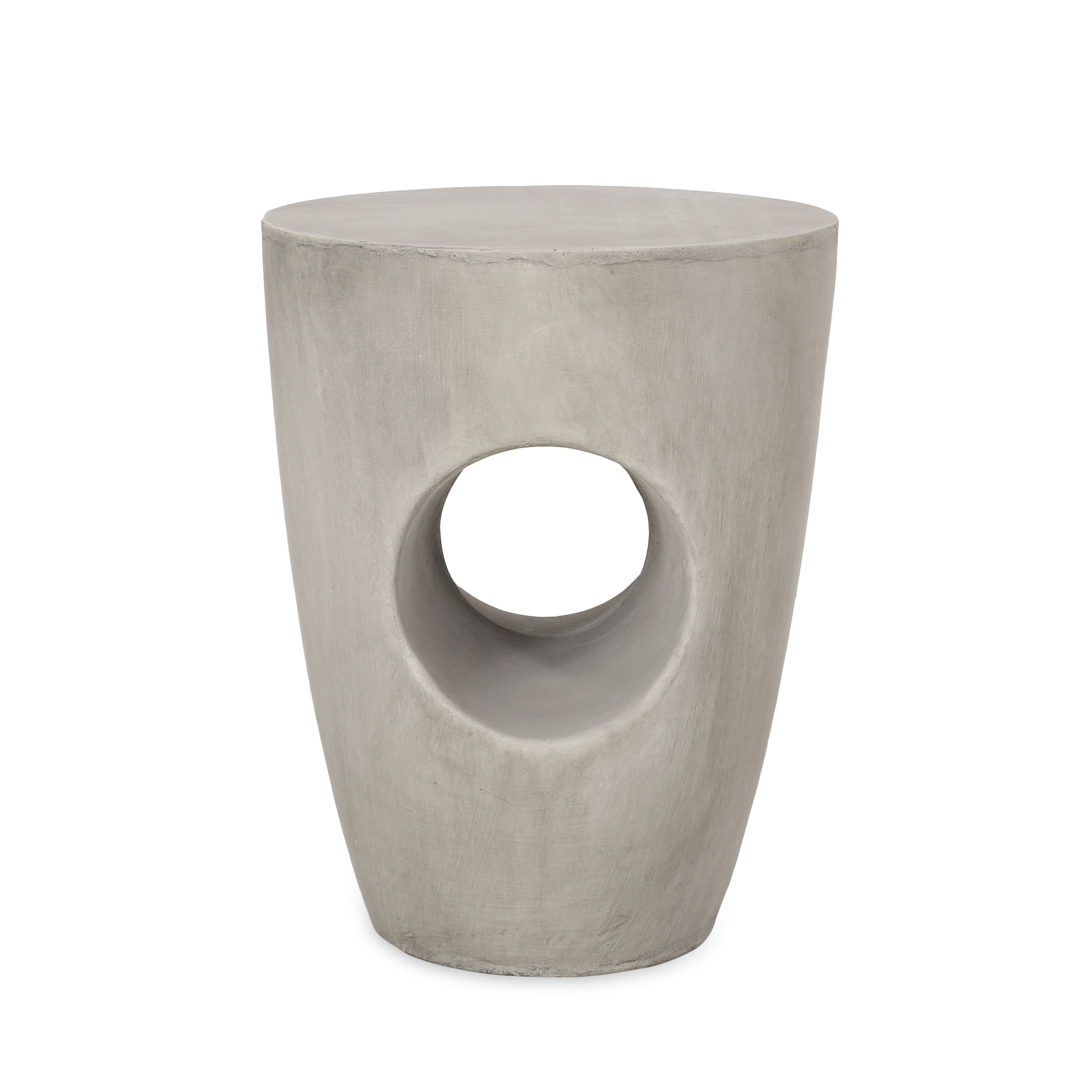 Modern Minimalist Outdoor or Indoor Side Table with Sculptural Hollow Design