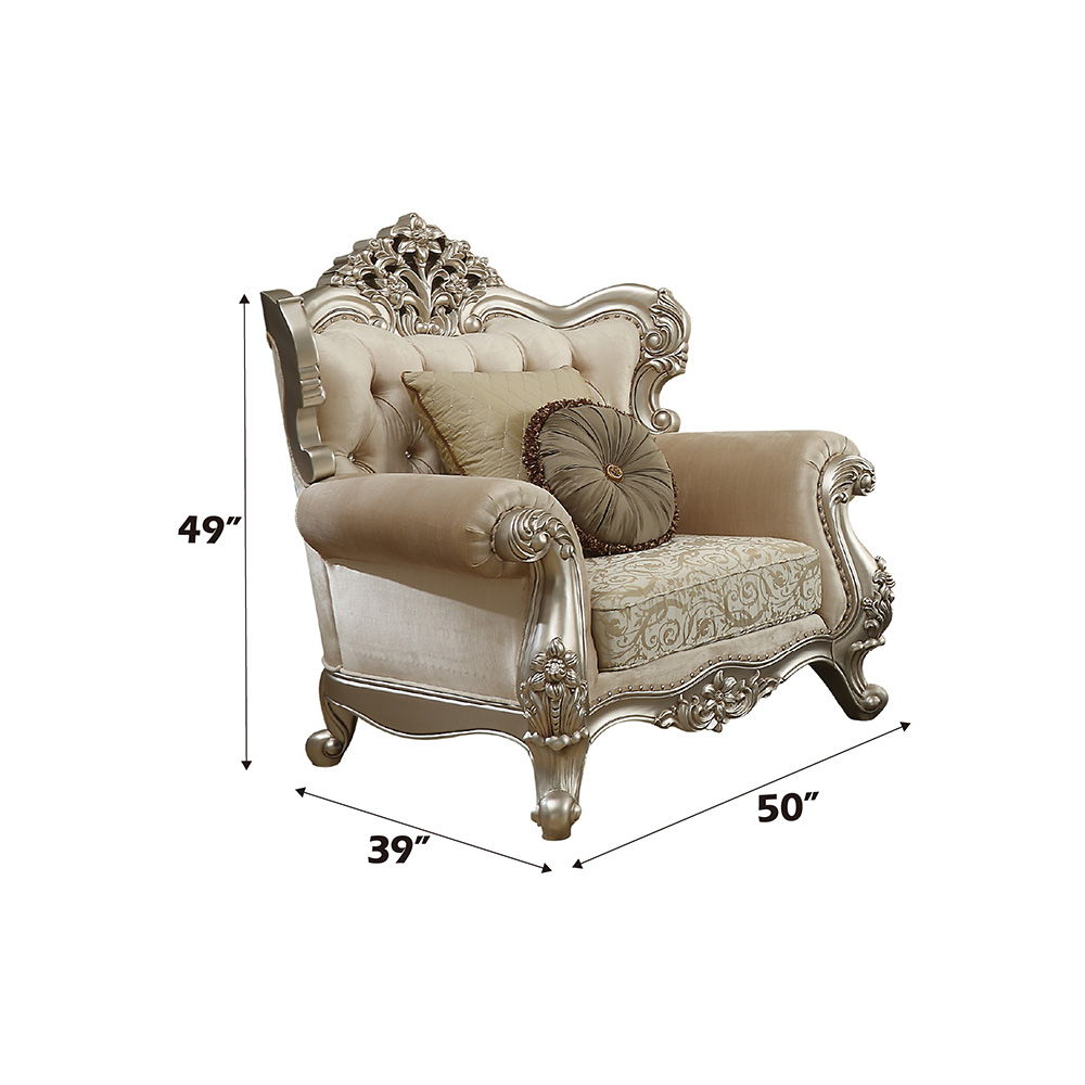 Bently - Chair With 2 Pillows Same Lv01581) - Fabric & Champagne