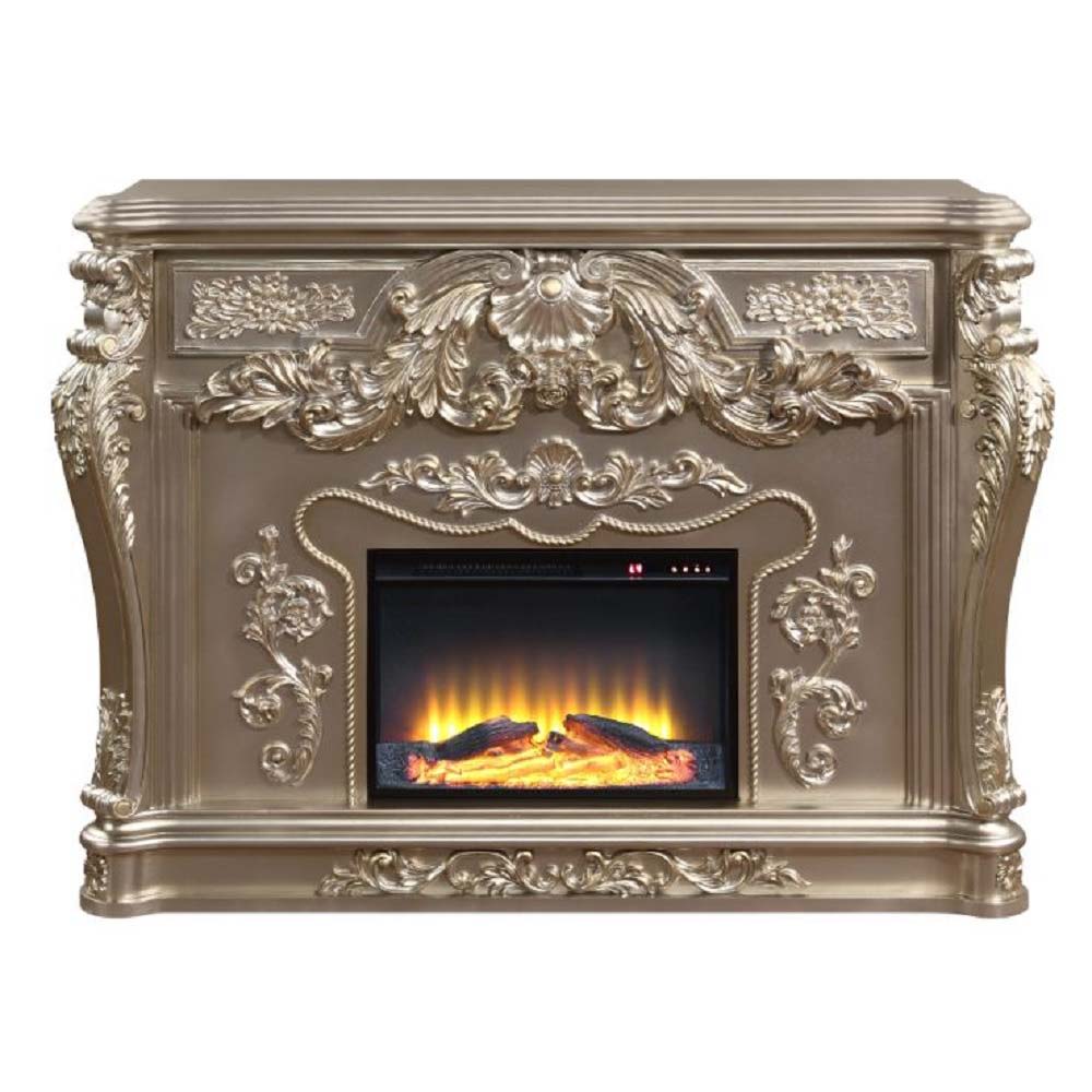 ACME Zabrina - Fireplace - Antique Silver Finish - 49.7" | Meri Furniture
