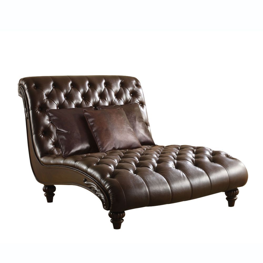 ACME Anondale - Chaise - 2-Tone Brown PU | Meri Furniture