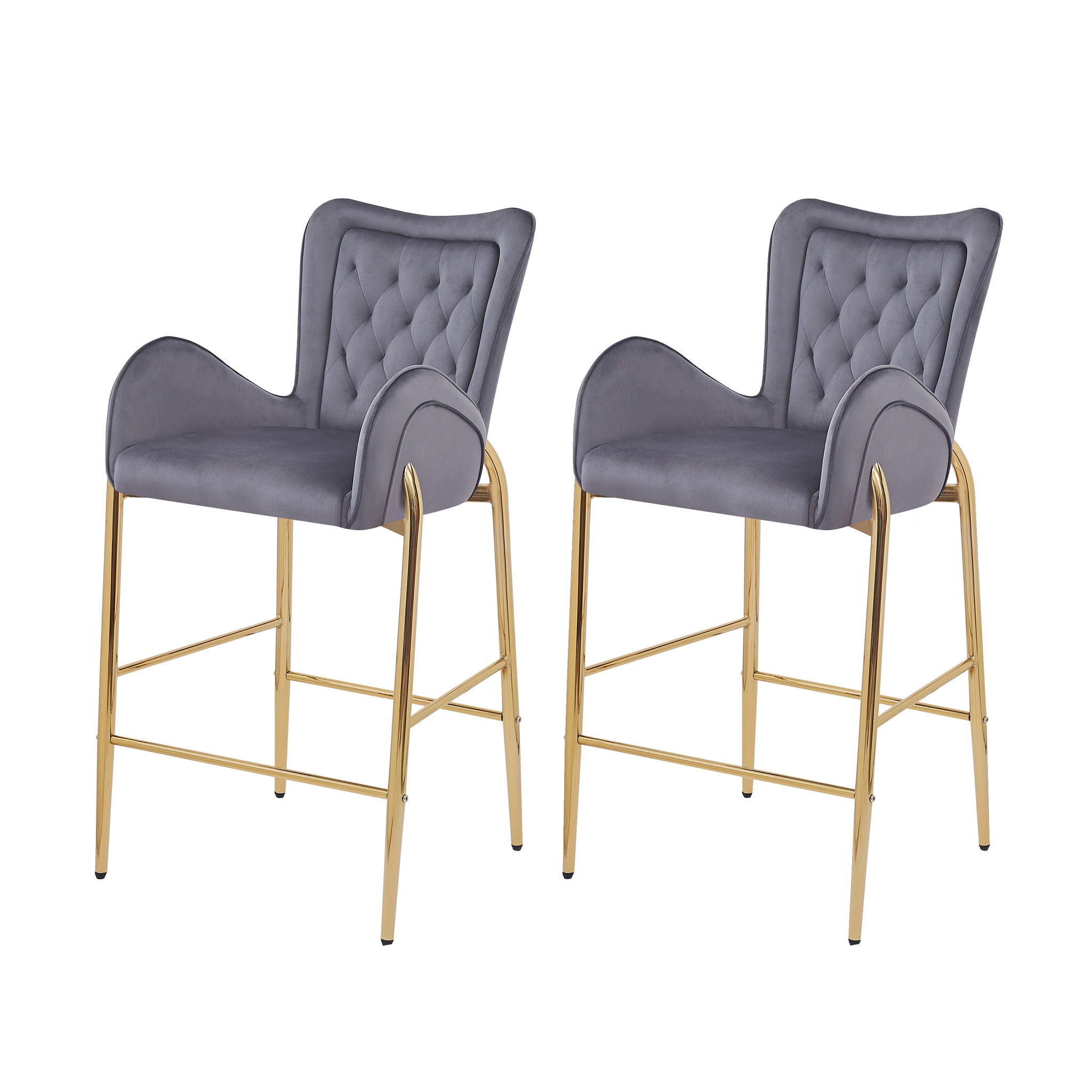 Velvet Fabric Counter Height Bar Stools (Set of 2)