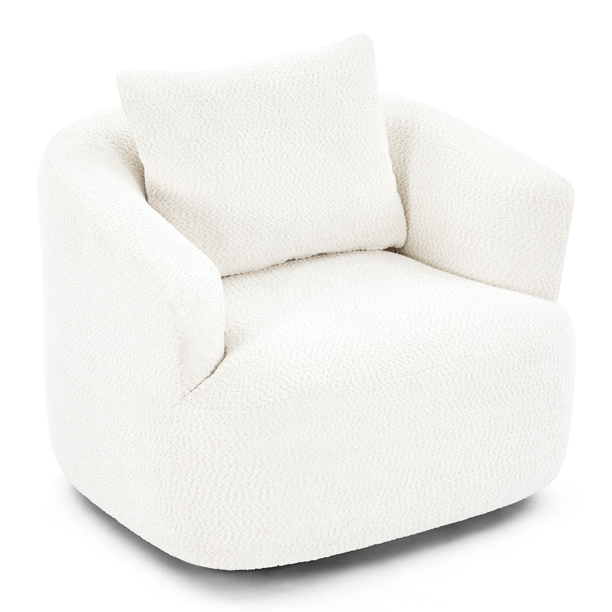 360° Swivel Barrel Sofa Chair With Throw Pillow, Chenille Upholstered Accent Chair
