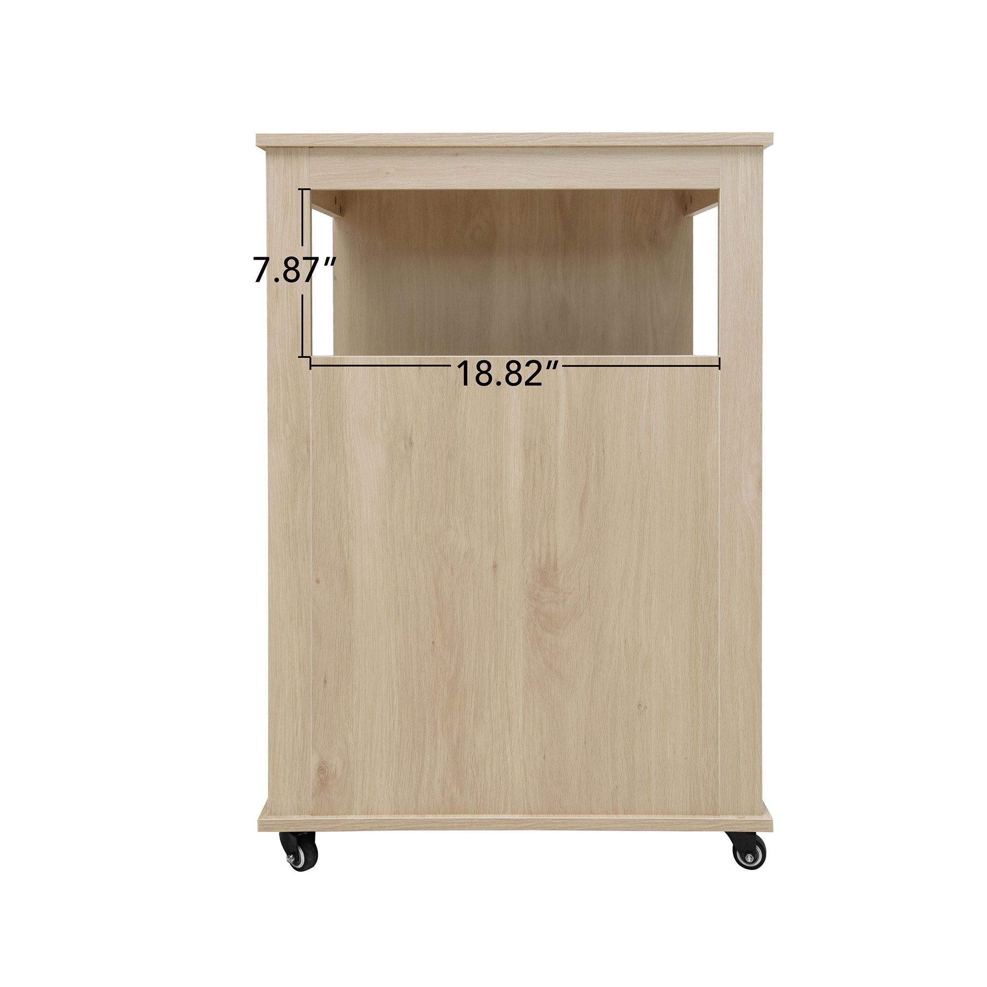 Kitchen Island Cart, Rolling Serving Utility Trolley Cart Modern Kitchen Island With Storage Drawer Wine Rack Lockable Casters, Kitchen Cart For Kitchen, Dining Room, Bar Living Room - Natural